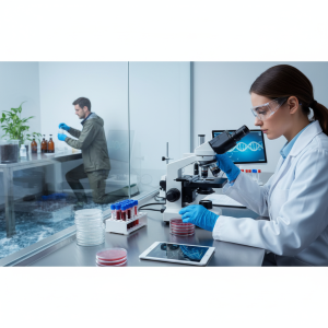 Diferencias entre la Microbiología clínica y ambiental. Imagen generada con IA para fines ilustrativos.