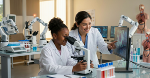 Día de la Niña y la Mujer en la Ciencia. Imagen elaborada con IA con fines ilustrativos